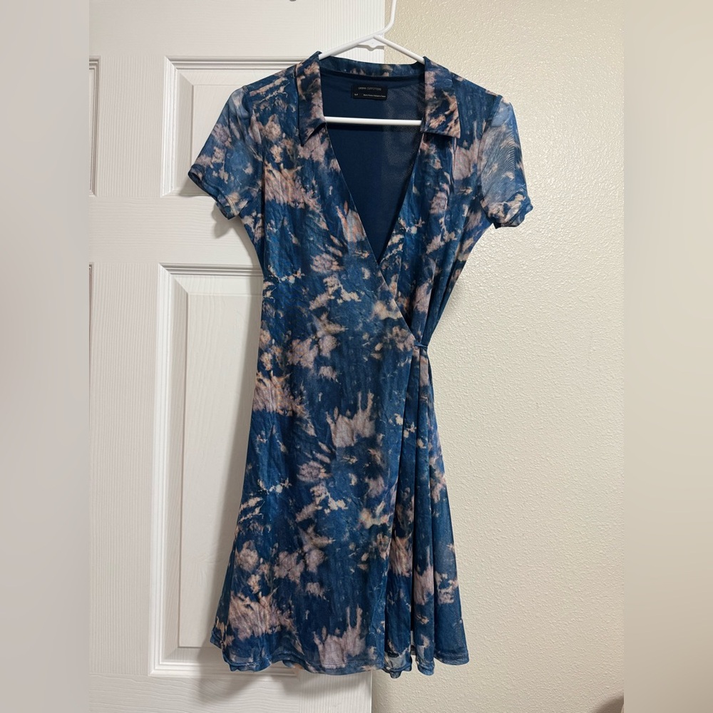 Urban Outfitters Mesh Tie-Dye Wrap Dress